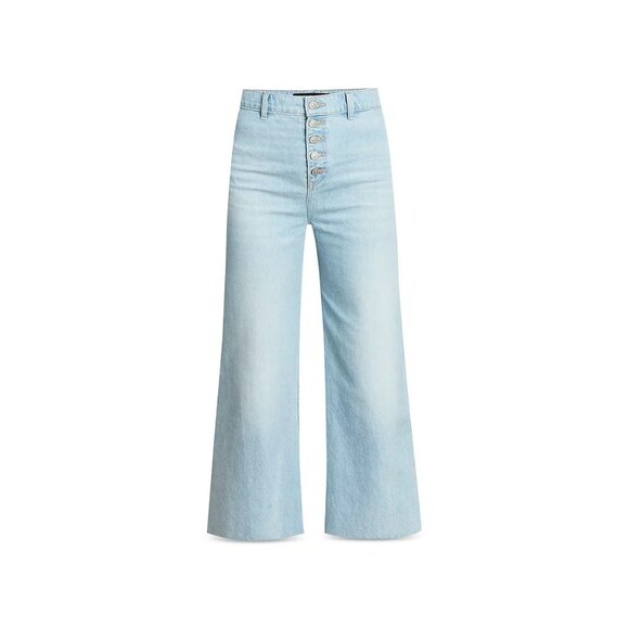 NWT Veronica Beard Grant in Aire Extra High Rise Raw Hem Wide-Leg Crop Jeans 28 - Picture 1 of 10